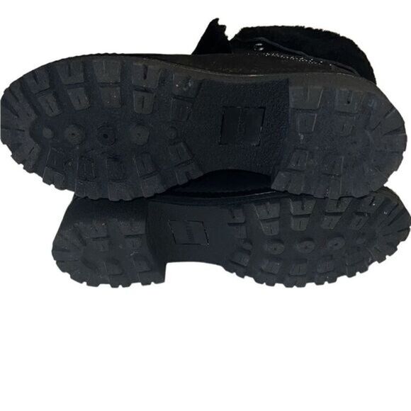 J Crew Black Leather and Nubuck Sherling Winter Ankle Boots‎ Size 7 - Picture 4 of 13